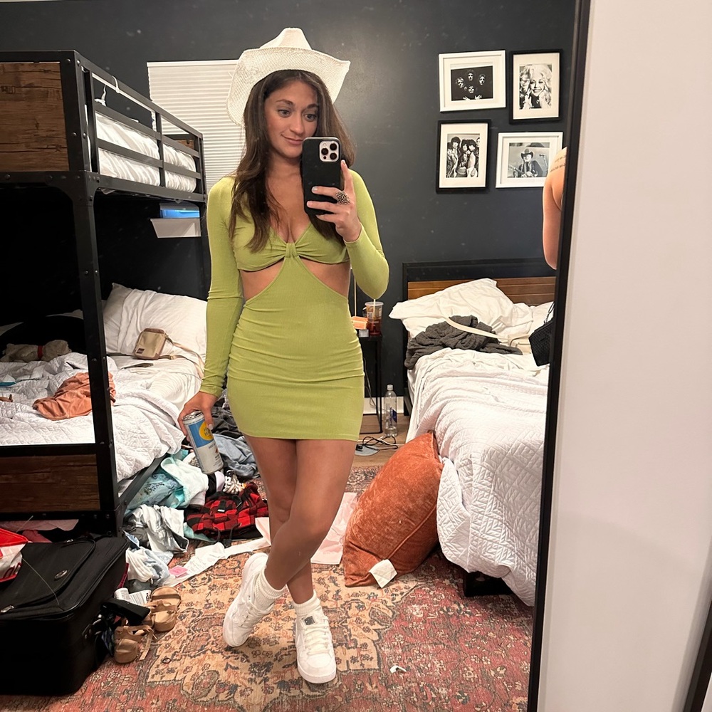 Kittenish Cut Out Long Sleeve Mini Dress